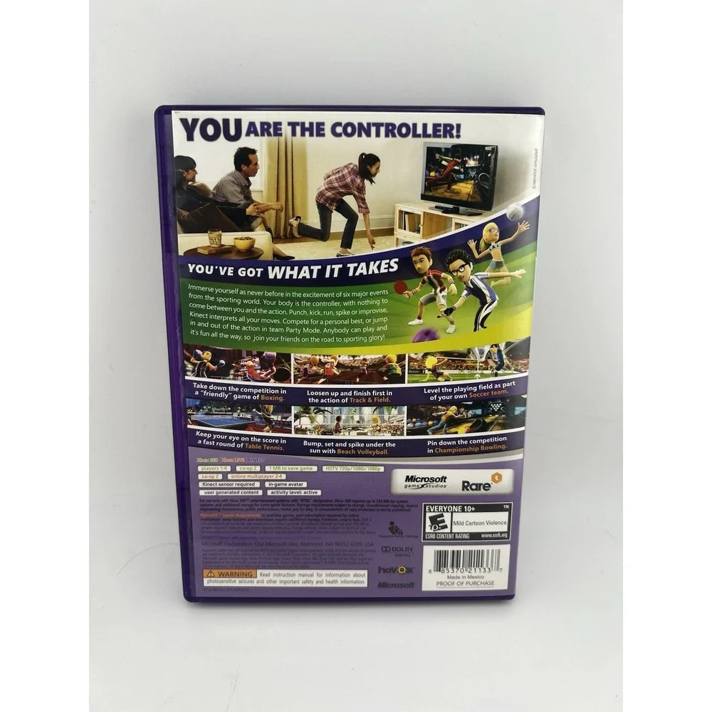 Kinect Sports Xbox 360 Microsoft Game Studios Rare CIB with Manual 2010 NTSC